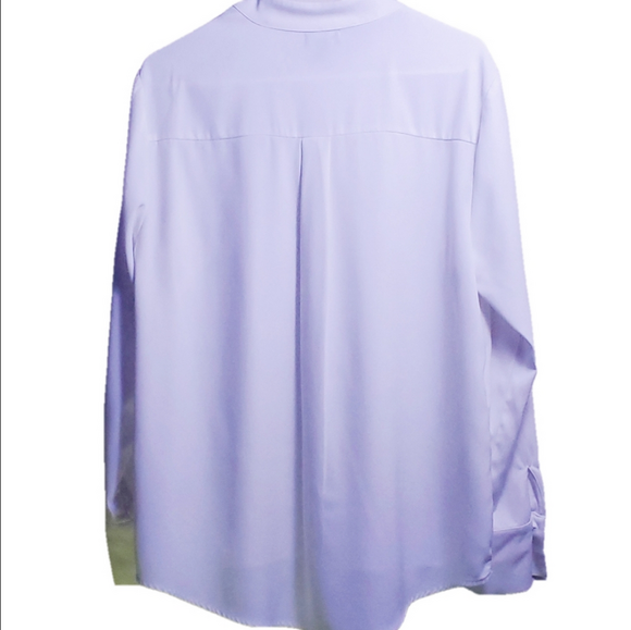 THE LIMITED Beaded Pearl Shoulder,  Band Collar Blouse, Wide Cuffs White Size XL - Picture 6 of 7